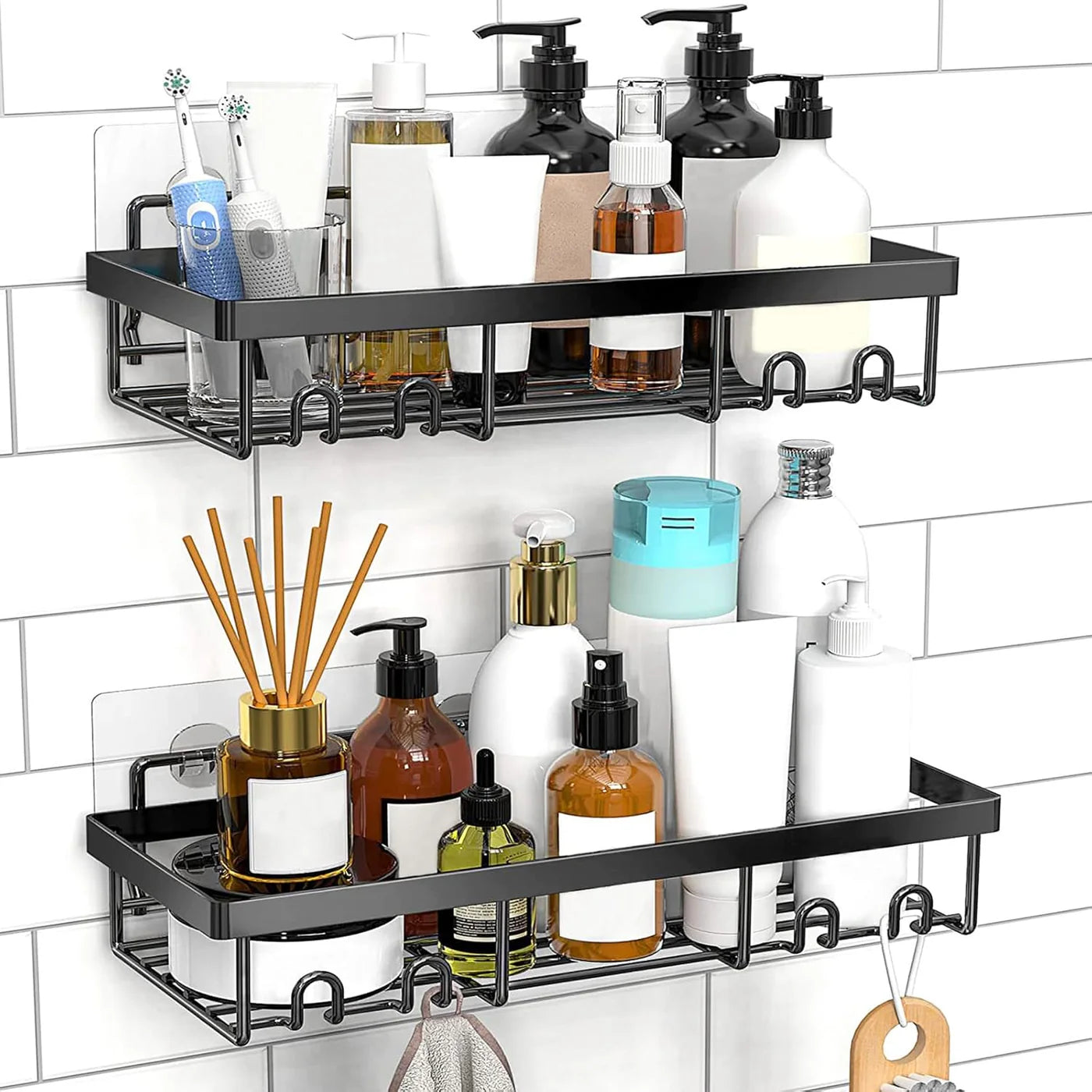 Instant Adhesion 2 Piece Bathroom Shelf