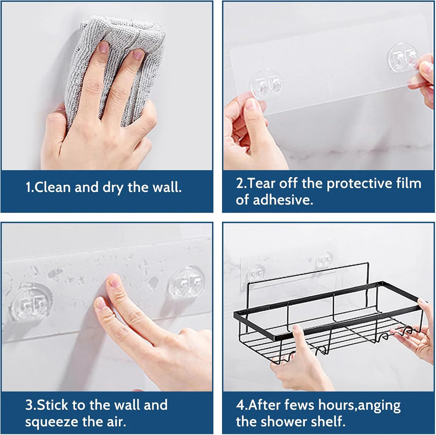 Instant Adhesion 2 Piece Bathroom Shelf