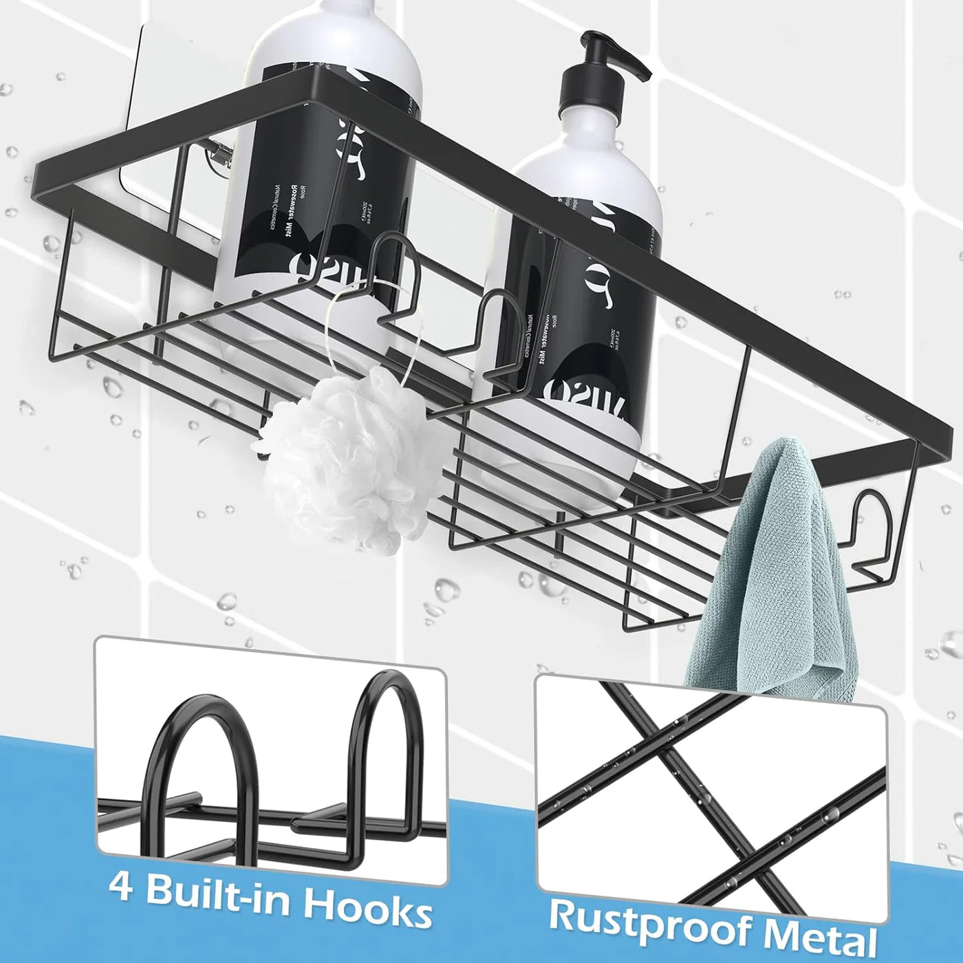 Instant Adhesion 2 Piece Bathroom Shelf