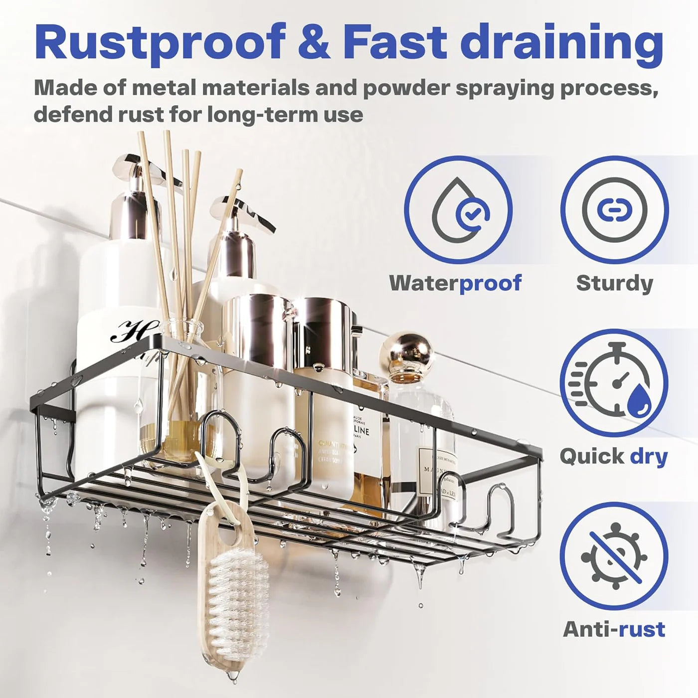 Instant Adhesion 2 Piece Bathroom Shelf