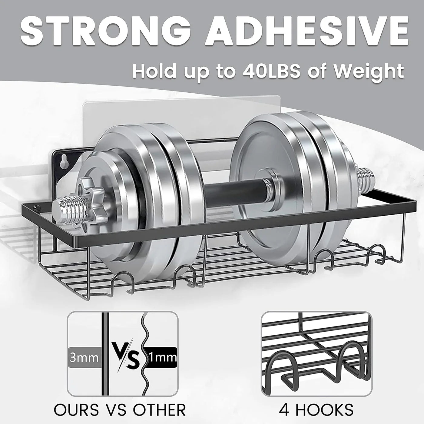 Instant Adhesion 2 Piece Bathroom Shelf